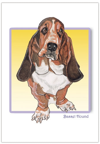 Basset Hound Blank Note Card - Pipsqueakproductions