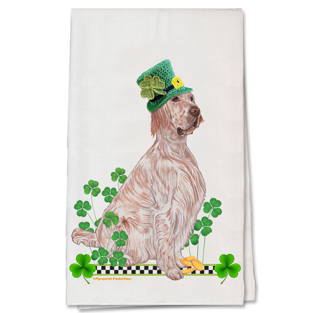 English Setter Saint Patrick’s Day Kitchen Flour Sack Tea Towel