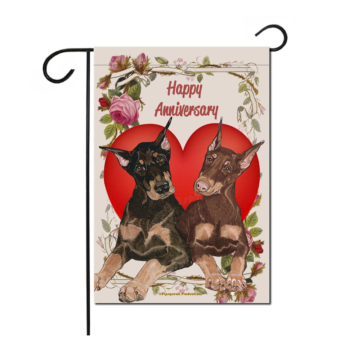 Doberman Anniversary Garden Flag Double Sided 12" x 18", Outdoor decor, Yard Art