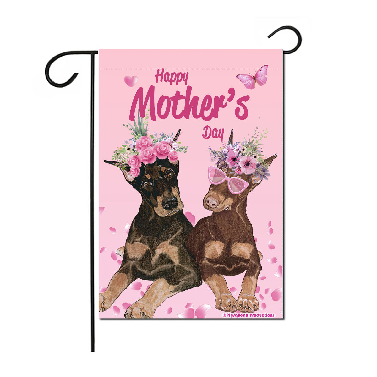 Doberman Mother's Day Garden Flag Double Sided 12" x 18", Outdoor decor, Yard Art