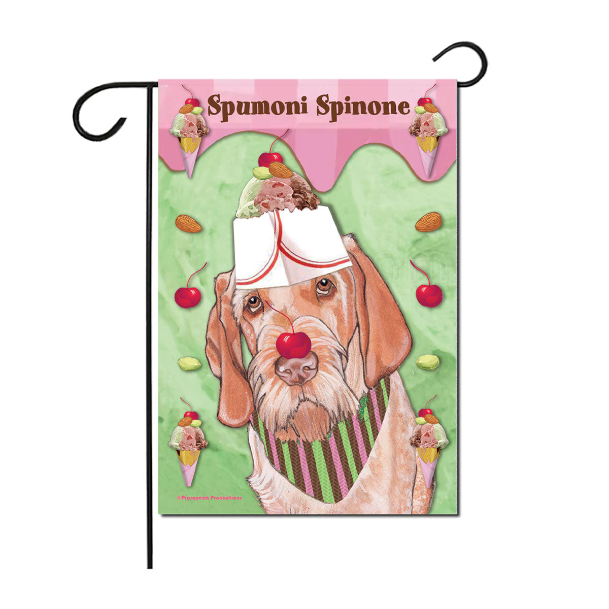 Italian Spinone Spumoni Ice Cream Garden Flag Double-sided, 12" x 18" Yard Outdoor Decor