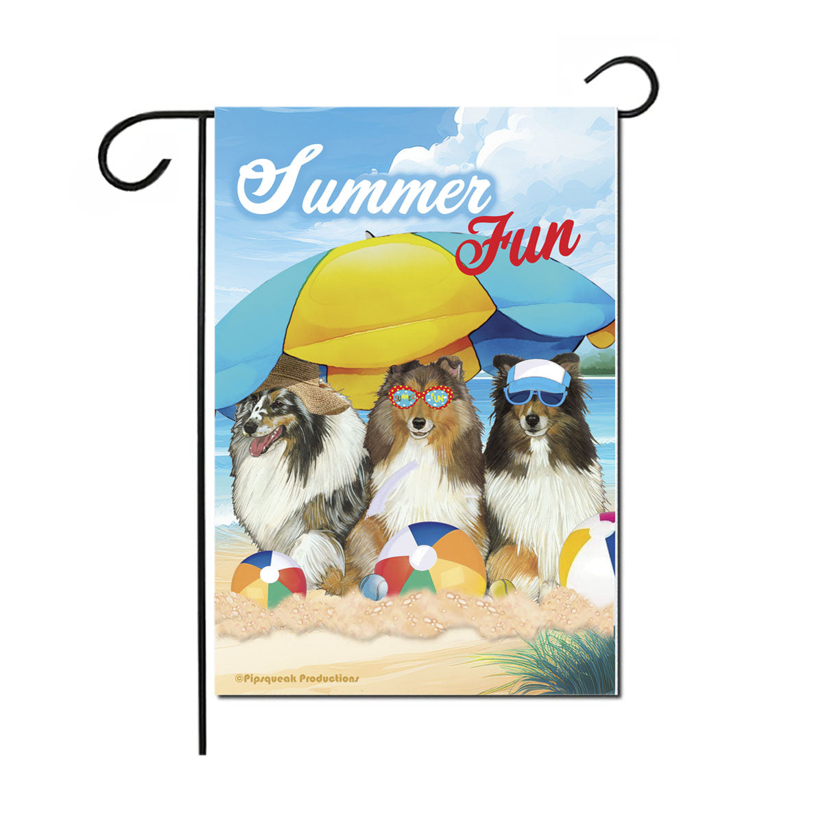 Shetland Sheepdog Summer Garden Flag, Double-sided 12" x 18" Yard Outdoor Decor