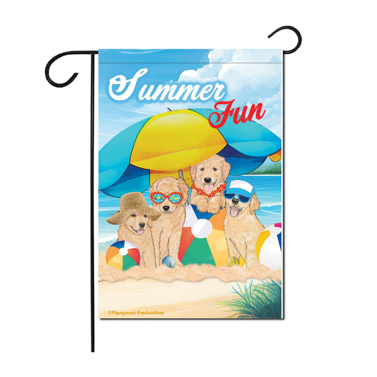 Golden Retriever Summer Garden Flag, Double-Sided 12" x 18" Yard Outdoor Decor