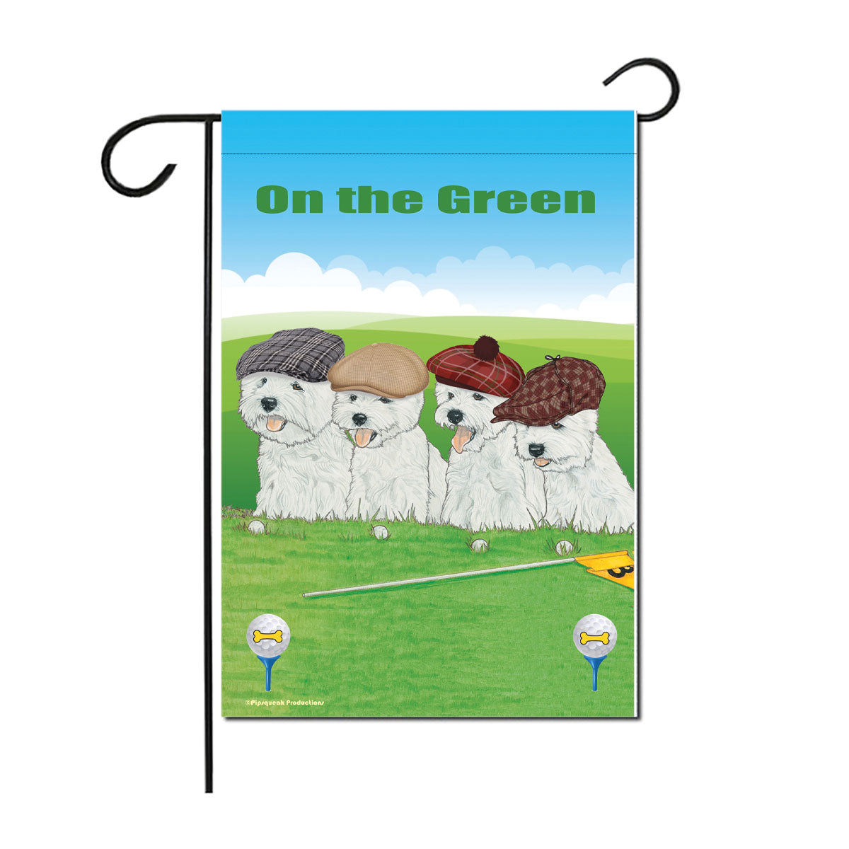 West Highland Terrier Golfer On The Green Garden Flag, Double-Sided 12" X 18" Yard Outdoor Decor
