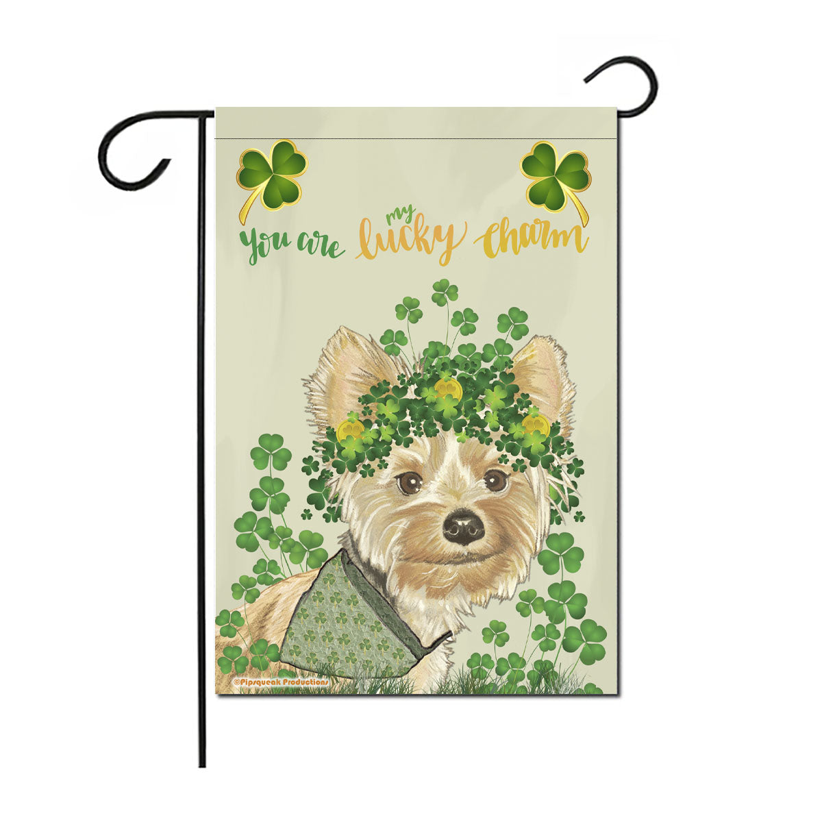 Yorkshire Terrier Gold Dust Saint Patrick’s Day Garden Flag