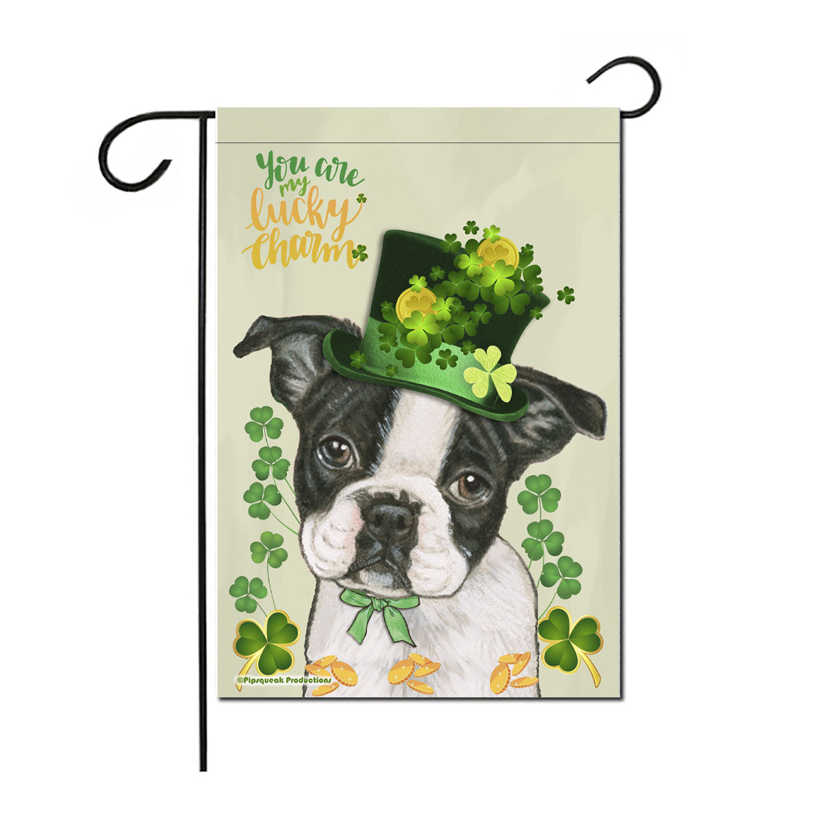 Boston Terrier Saint Patrick’s Day Garden Flag