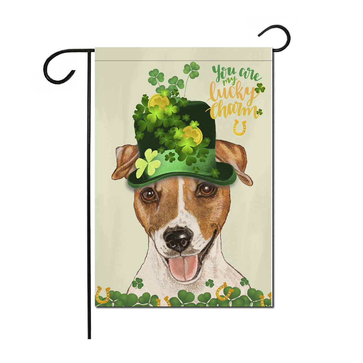 Jack Russell Terrier Saint Patrick’s Day Garden Flag