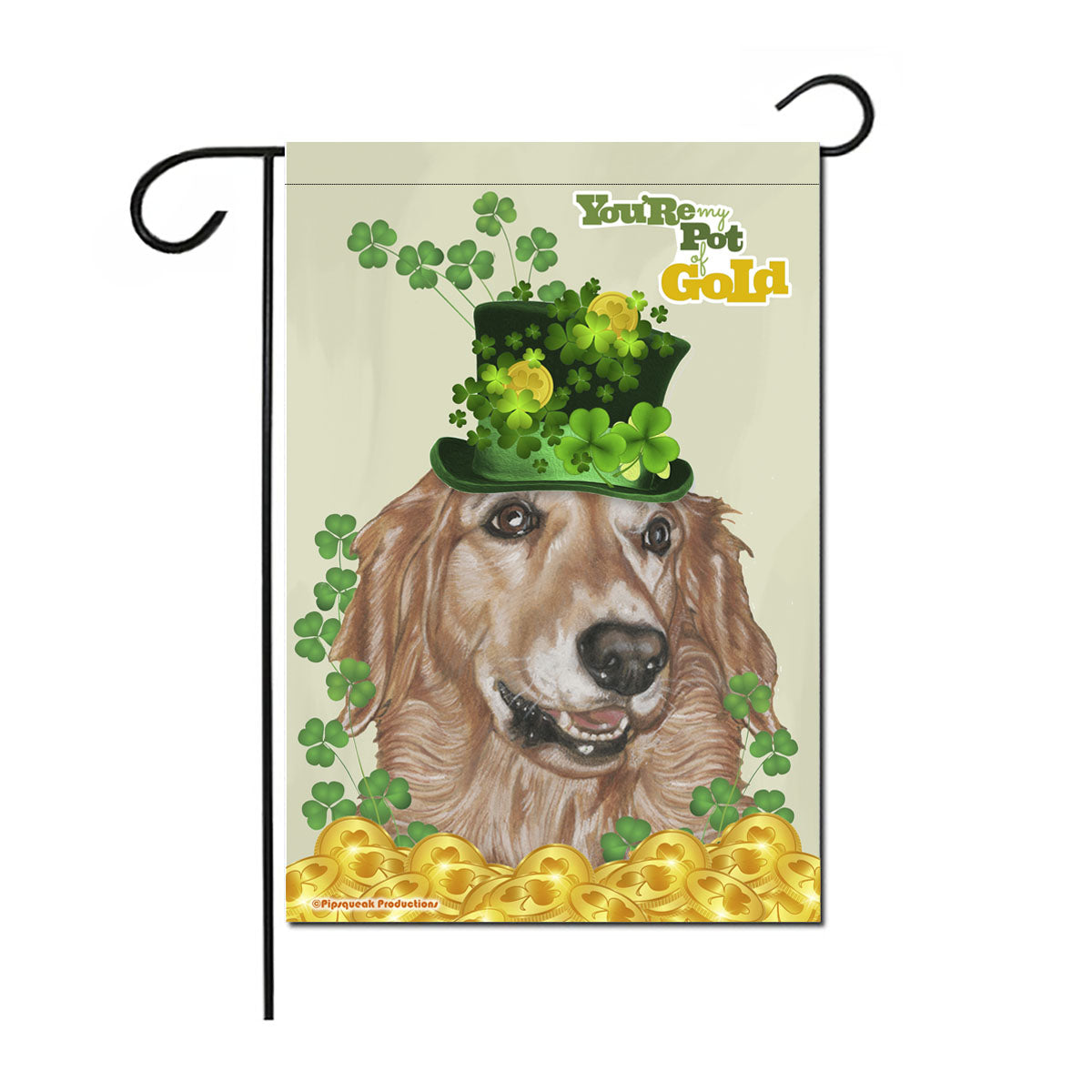 Golden Retriever Saint Patrick’s Day Garden Flag