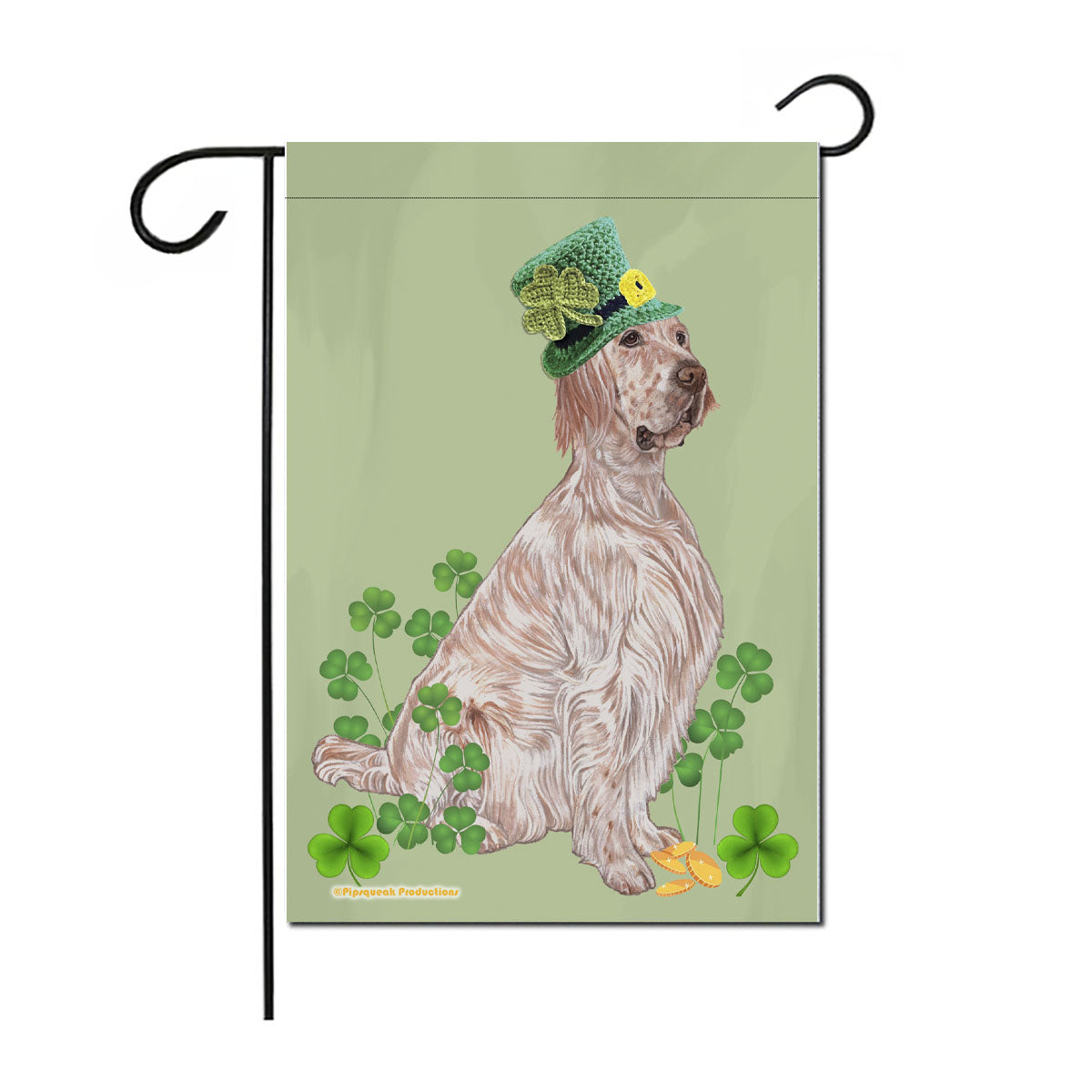 English Setter Saint Patrick’s Day Garden Flag