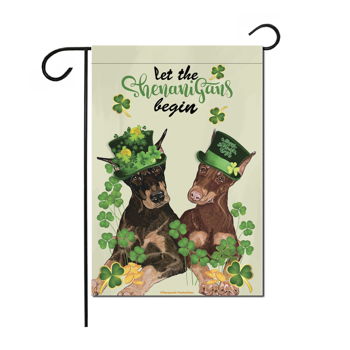 Doberman Saint Patrick's Day Garden Flag Double Sided 12" x 18"