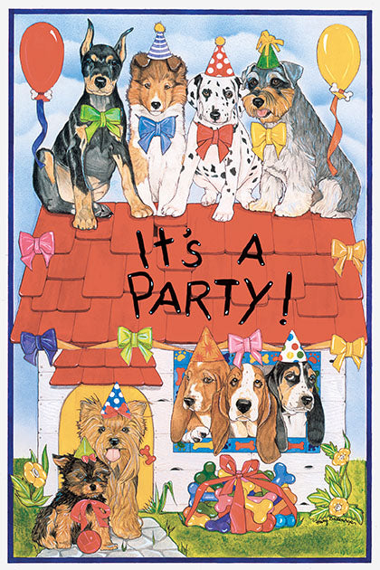 Dog Party Invitation Postcards Set of 10 cards & 10 Envelopes