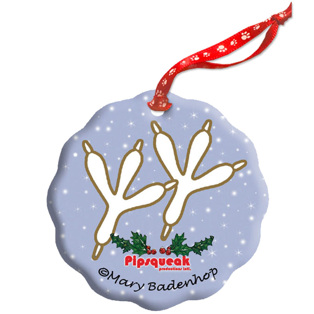 African Grey Parrot Holiday Porcelain Christmas Tree Ornament Double-Sided