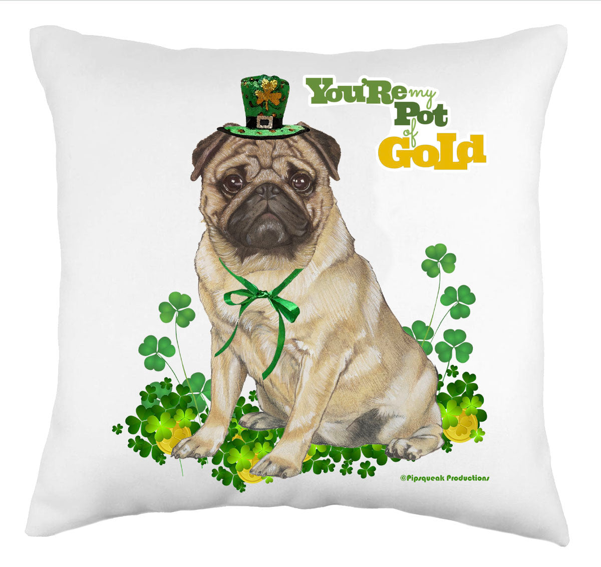 Pug Saint Patrick’s Day Throw Pillow