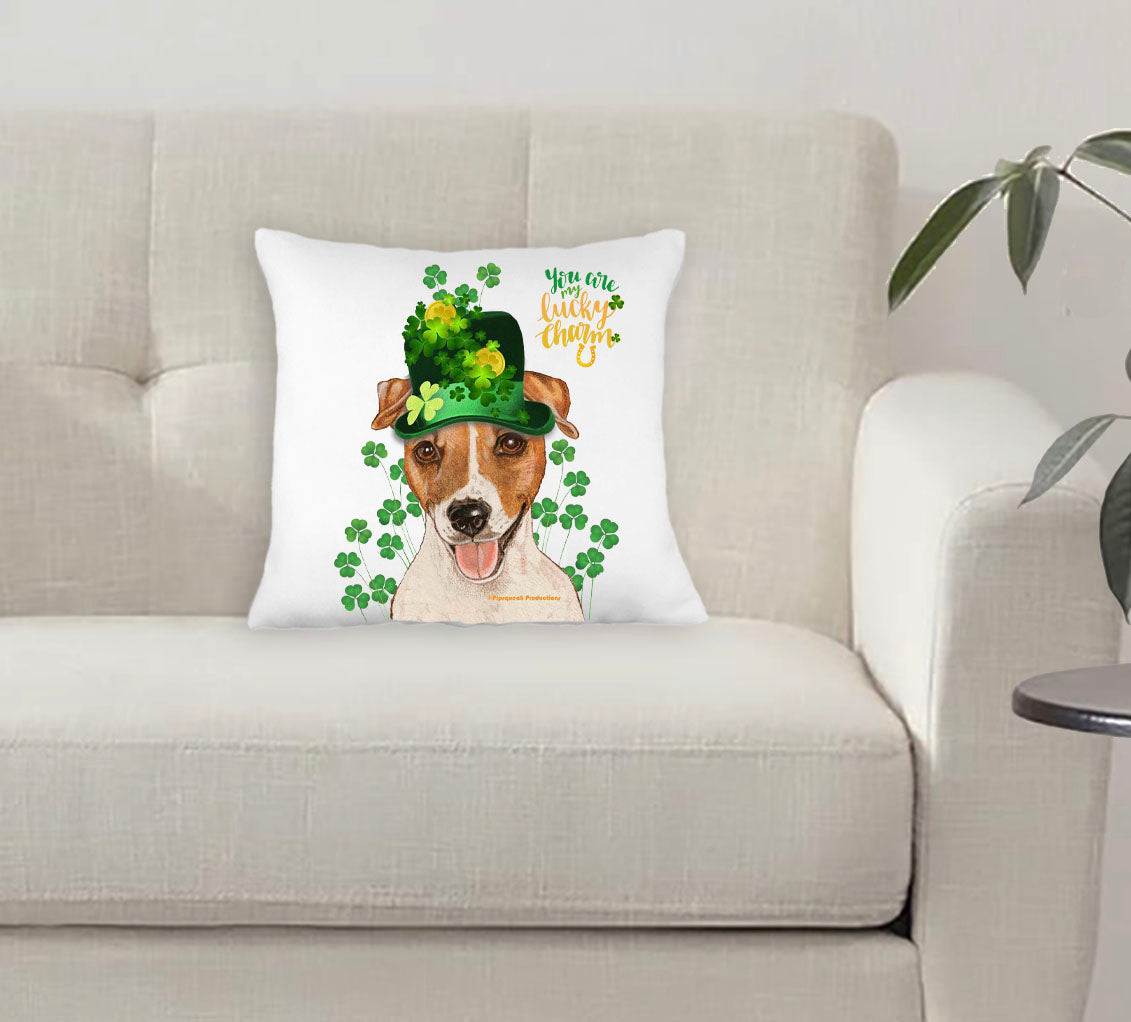 Jack Russell Terrier Saint Patrick’s Day Throw Pillow