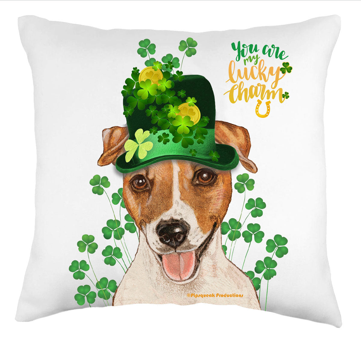 Jack Russell Terrier Saint Patrick’s Day Throw Pillow