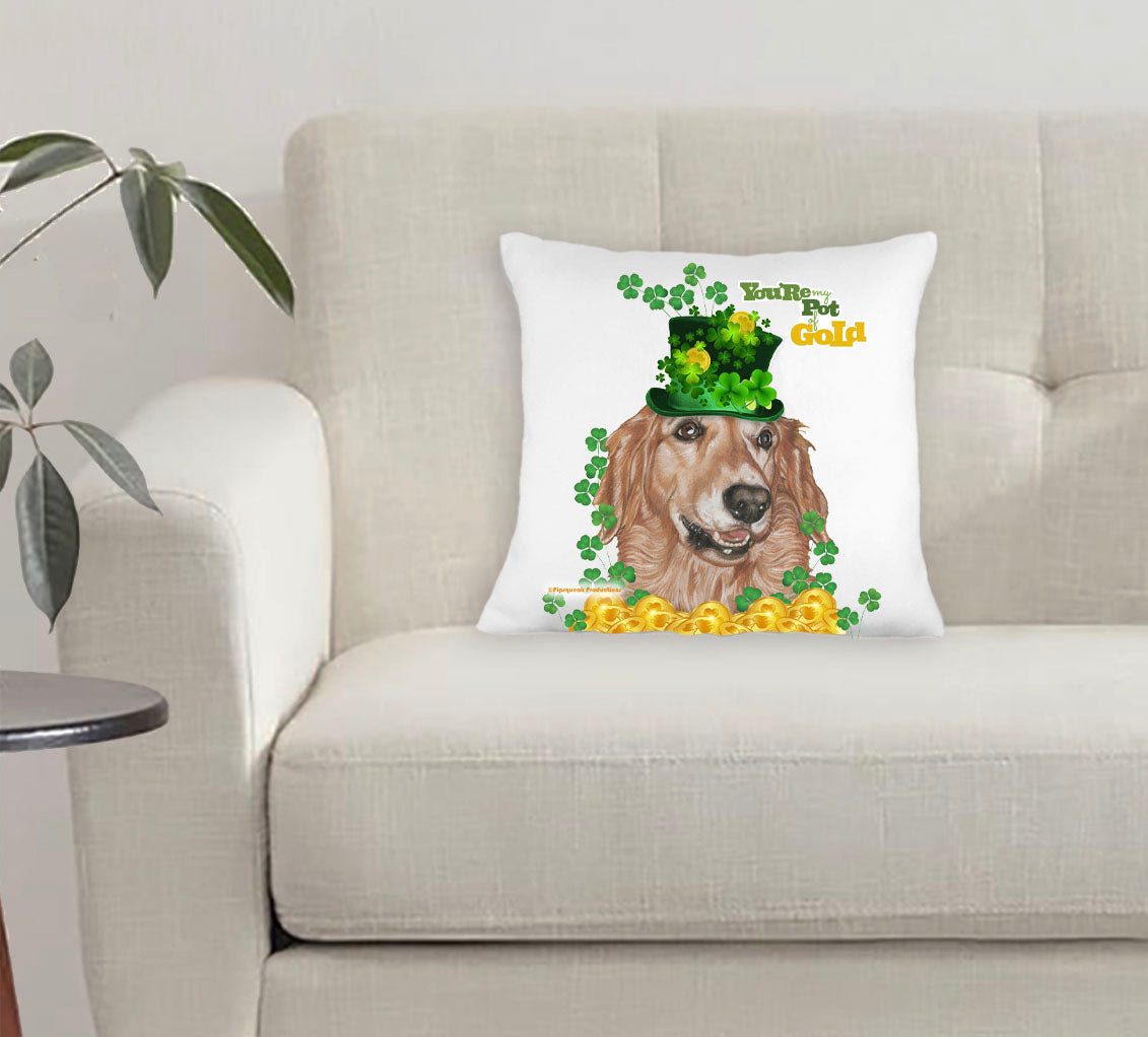 Golden Retriever Saint Patrick’s Day Throw Pillow