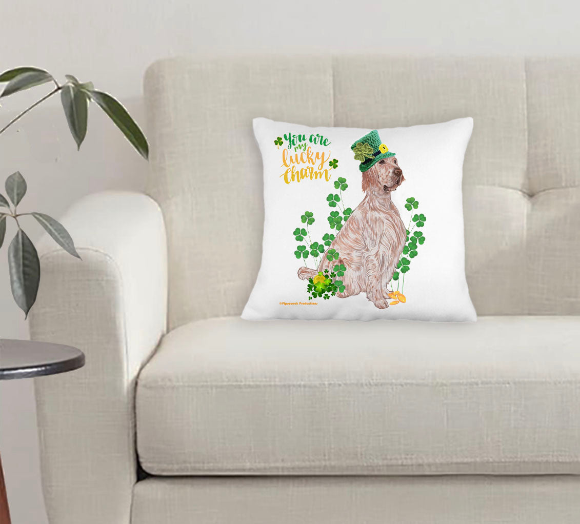 English Setter Saint Patrick’s Day Throw Pillow