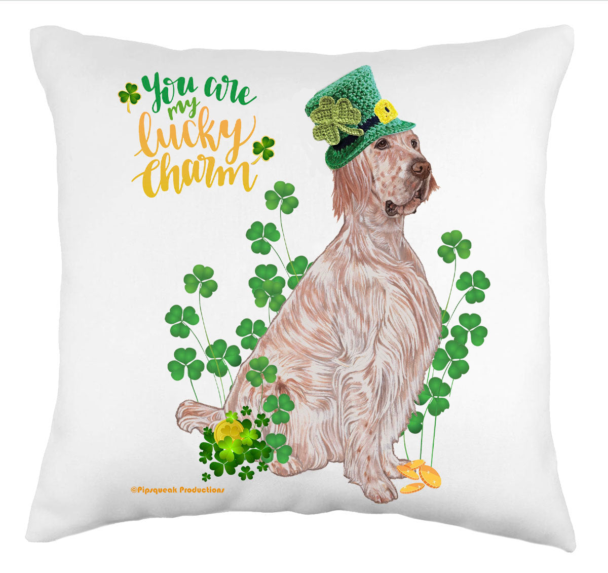 English Setter Saint Patrick’s Day Throw Pillow