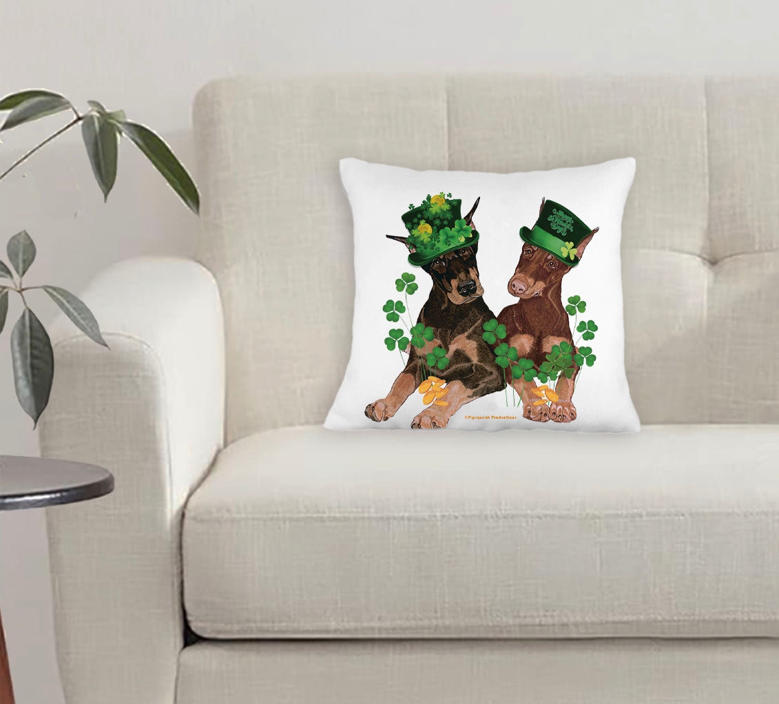 Doberman Saint Patrick’s Day Throw Pillow
