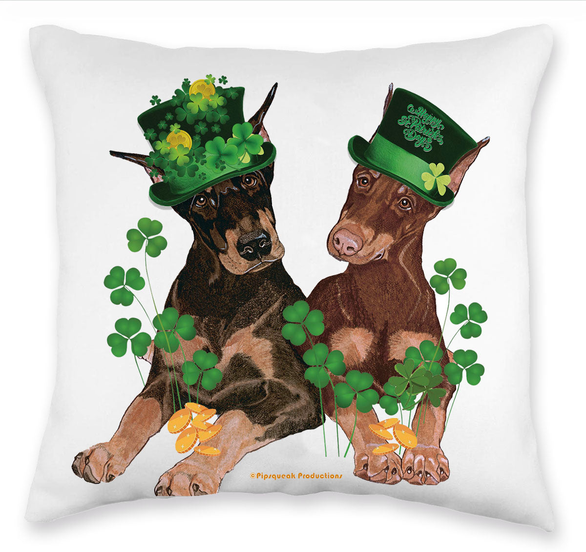 Doberman Saint Patrick’s Day Throw Pillow