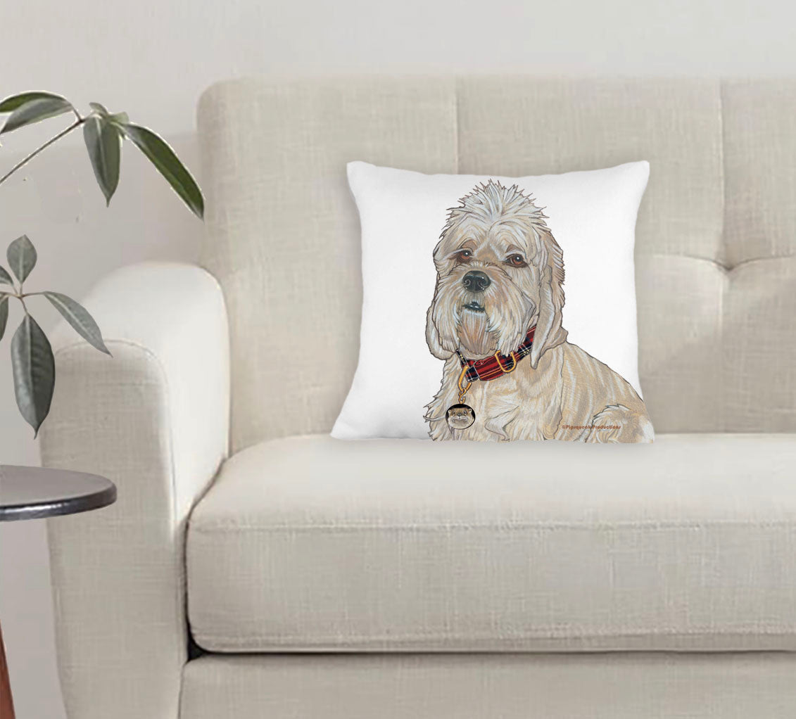 Dandie Dinmont Throw Decorative Accent Pillow, Cute Dandie Home Decor Gift