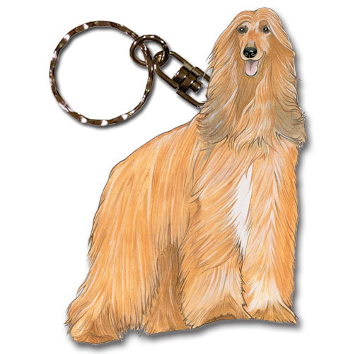 Afghan Hound Keychain, Souvenir Key Holder, Dog Charm Tag, Pet Key Rings Craft Ornaments, Wooden Die-Cut - Pipsqueakproductions