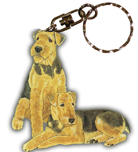 Airedale Terrier Keychain, Souvenir Key Holder, Dog Charm Tag, Pet Key Rings Craft Ornaments, Wooden Die-Cut - Pipsqueakproductions