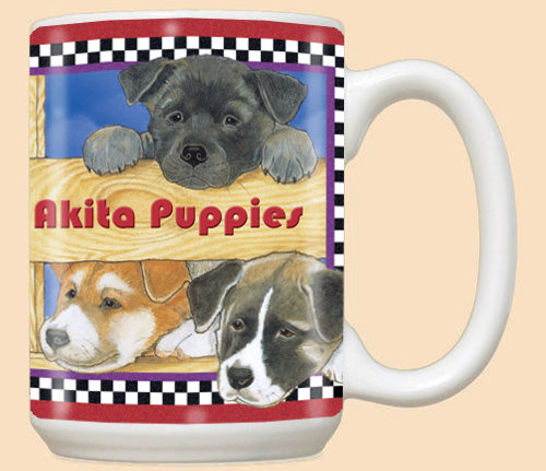 Akita Ceramic Coffee Mug Tea Cup 15 oz - Pipsqueakproductions