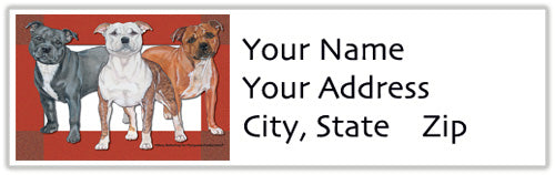 Staffordshire Bull Terrier Address Labels - Pipsqueakproductions