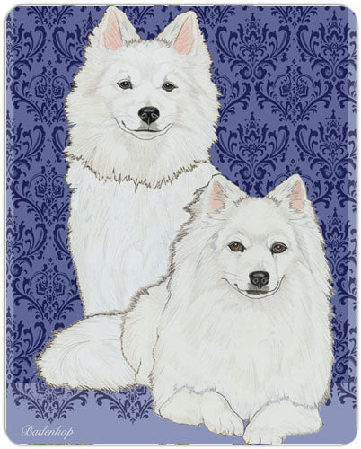 American Eskimo Cutting Board Tempered Glass, Pet Placemat, 11.5" x 15.5" - Pipsqueakproductions
