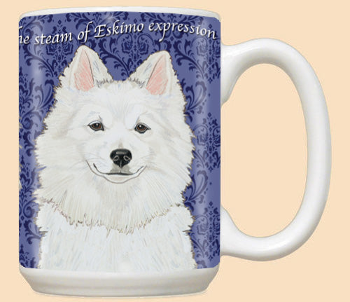 American Eskimo Eskie Dog Ceramic Coffee Mug Tea Cup 15 oz - Pipsqueakproductions