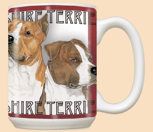 American Staffordshire Terrier Amstaff Dog Ceramic Coffee Mug Tea Cup 15 oz - Pipsqueakproductions