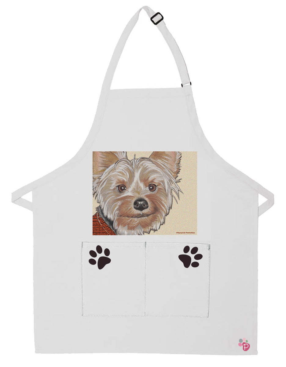 Yorkshire Terrier Yorkie Dog Apron Two Pocket Bib Apron with Adj Neck - Pipsqueakproductions