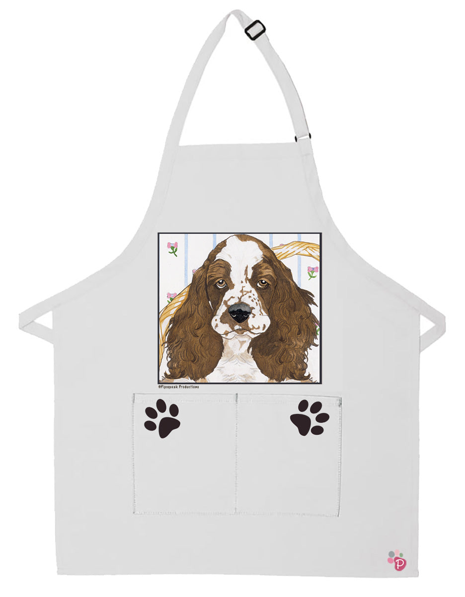 English Springer Spaniel Dog Apron Two Pocket Bib Apron with Adj Neck - Pipsqueakproductions