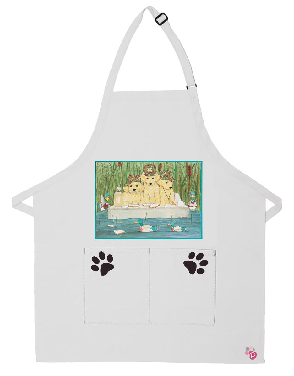 Golden Retriever Dog Apron Two Pocket Bib Apron with Adj Neck - Pipsqueakproductions