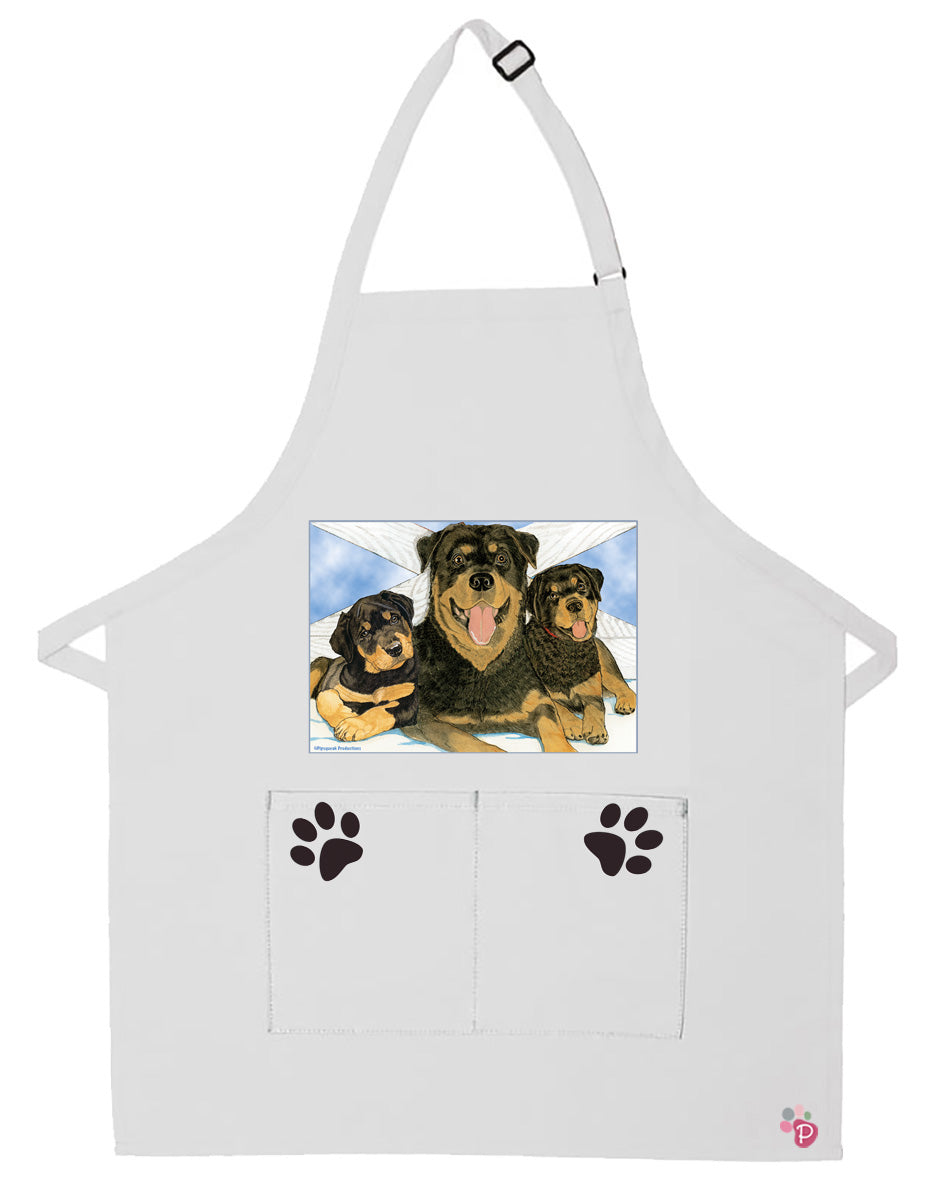 Rottweiler Rottie Dog Apron Two Pocket Bib Apron with Adj Neck - Pipsqueakproductions