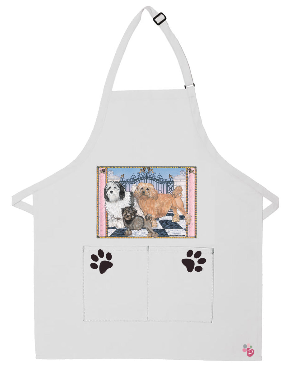 Lowchen Dog Apron Two Pocket Bib Apron with Adj Neck - Pipsqueakproductions