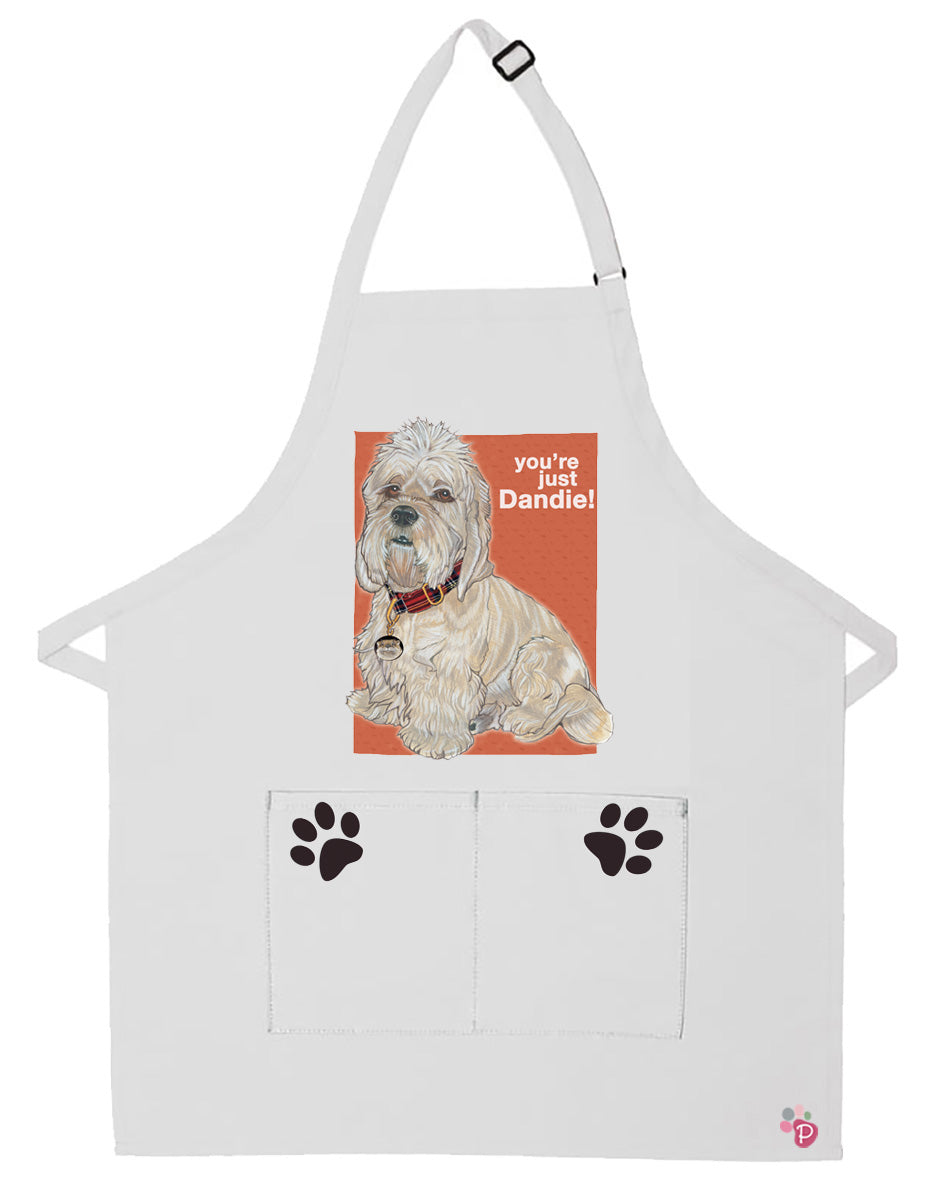 Dandie Dinmont Dog Apron Two Pocket Bib Apron with Adj Neck - Pipsqueakproductions