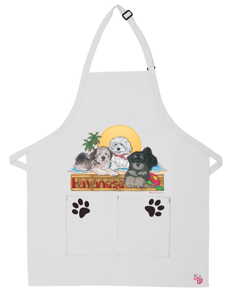 Havanese Dog Apron Two Pocket Bib Apron with Adj Neck - Pipsqueakproductions