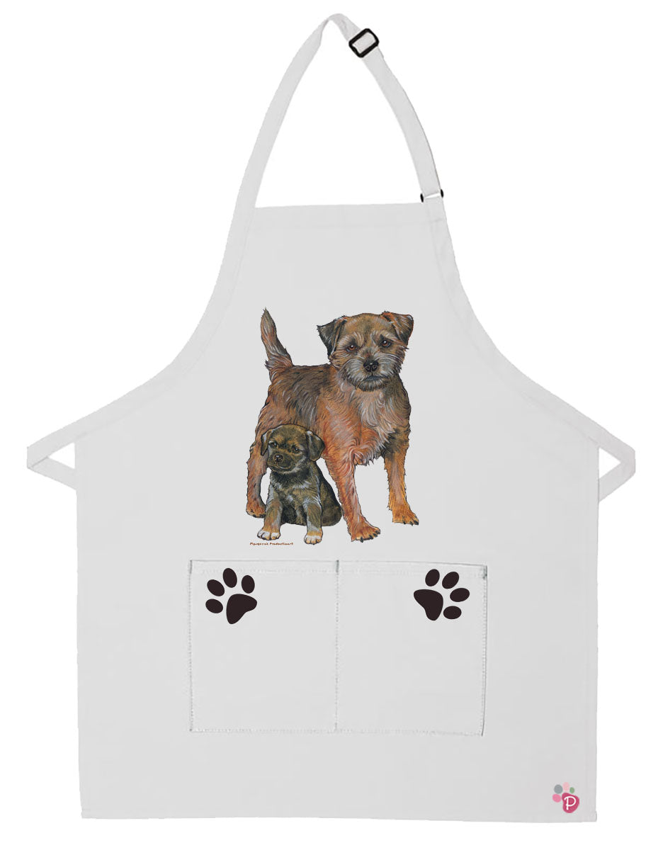 Border Terrier Dog Apron Two Pocket Bib Apron with Adj Neck - Pipsqueakproductions