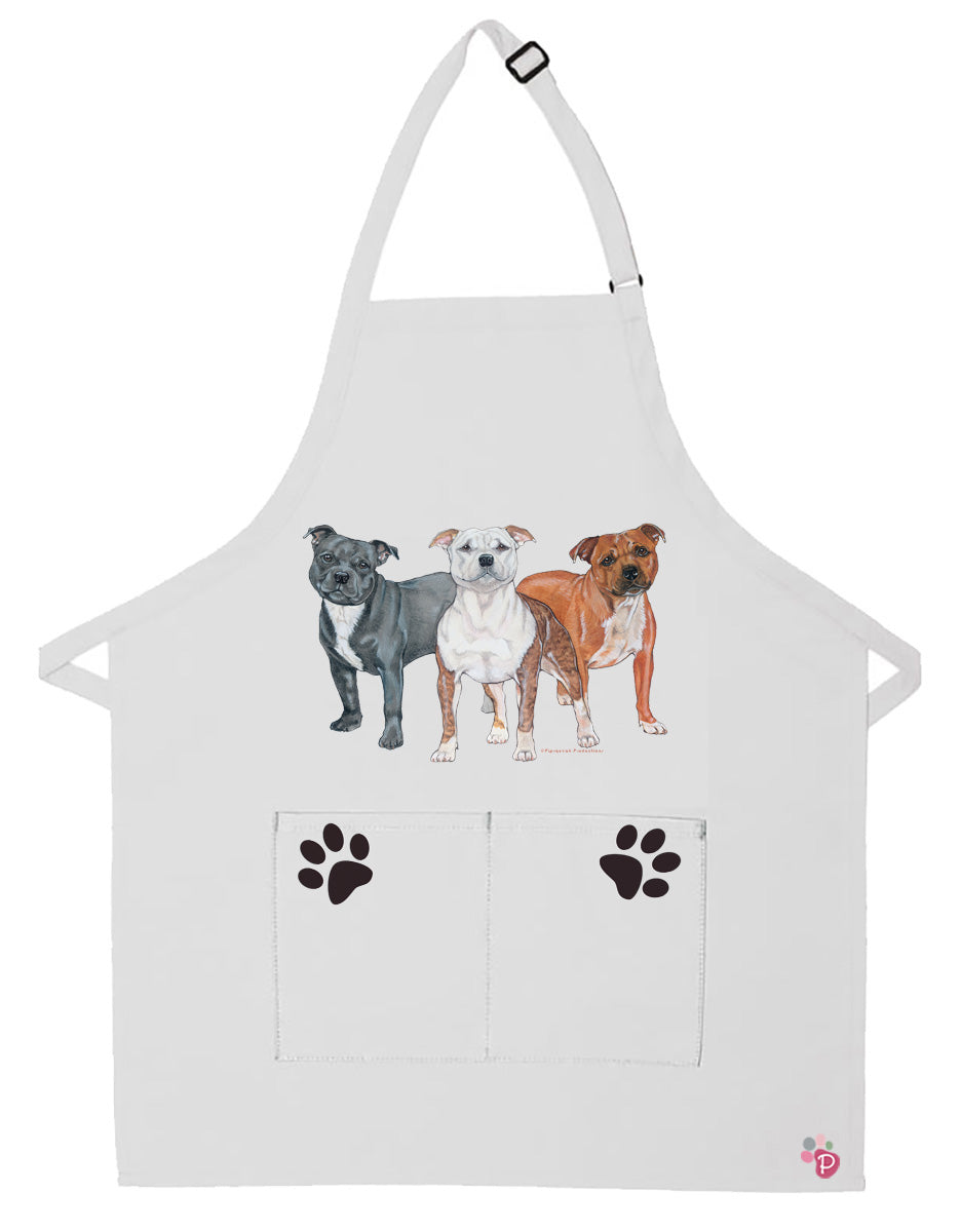 Staffordshire Bull Terrier Dog Apron Two Pocket Bib Apron with Adj Neck - Pipsqueakproductions