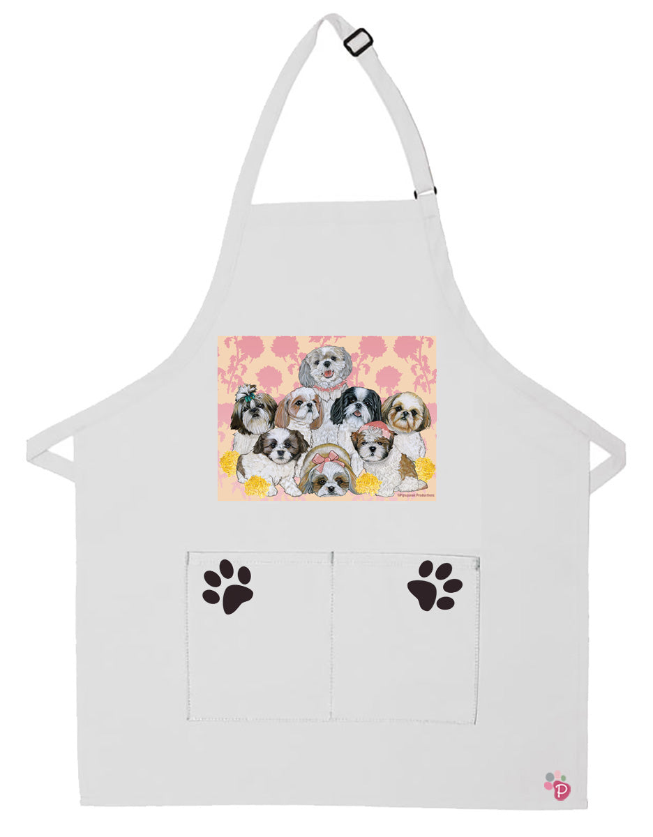 Shih Tzu Dog Apron Two Pocket Bib Apron with Adj Neck - Pipsqueakproductions