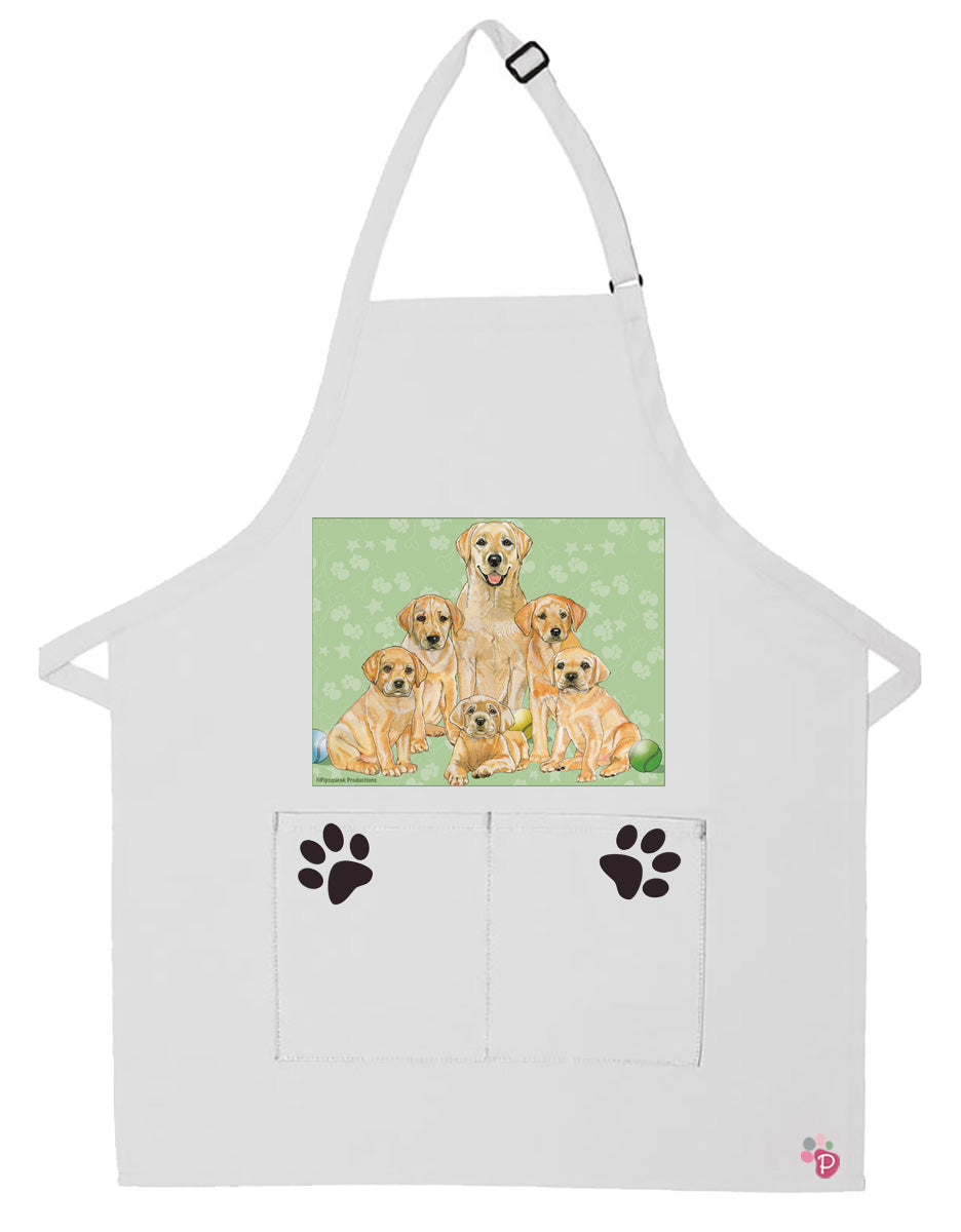 Labrador Retriever Yellow Lab Dog Apron Two Pocket Bib Apron with Adj Neck - Pipsqueakproductions