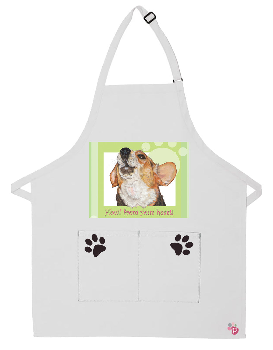 Beagle Apron Two Pocket Bib Apron with Adj Neck - Pipsqueakproductions
