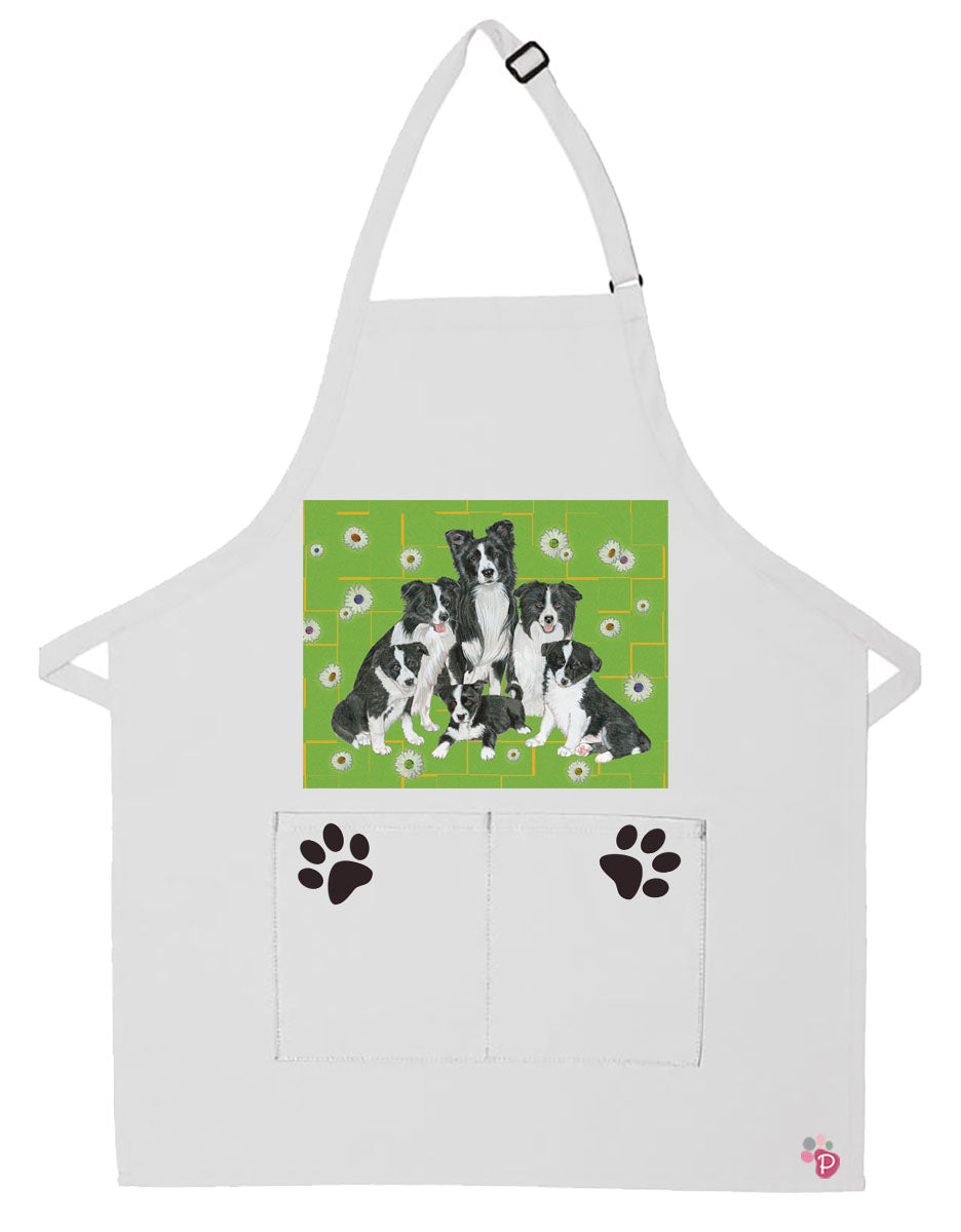 Border Collie Dog Apron Two Pocket Bib Apron with Adj Neck - Pipsqueakproductions