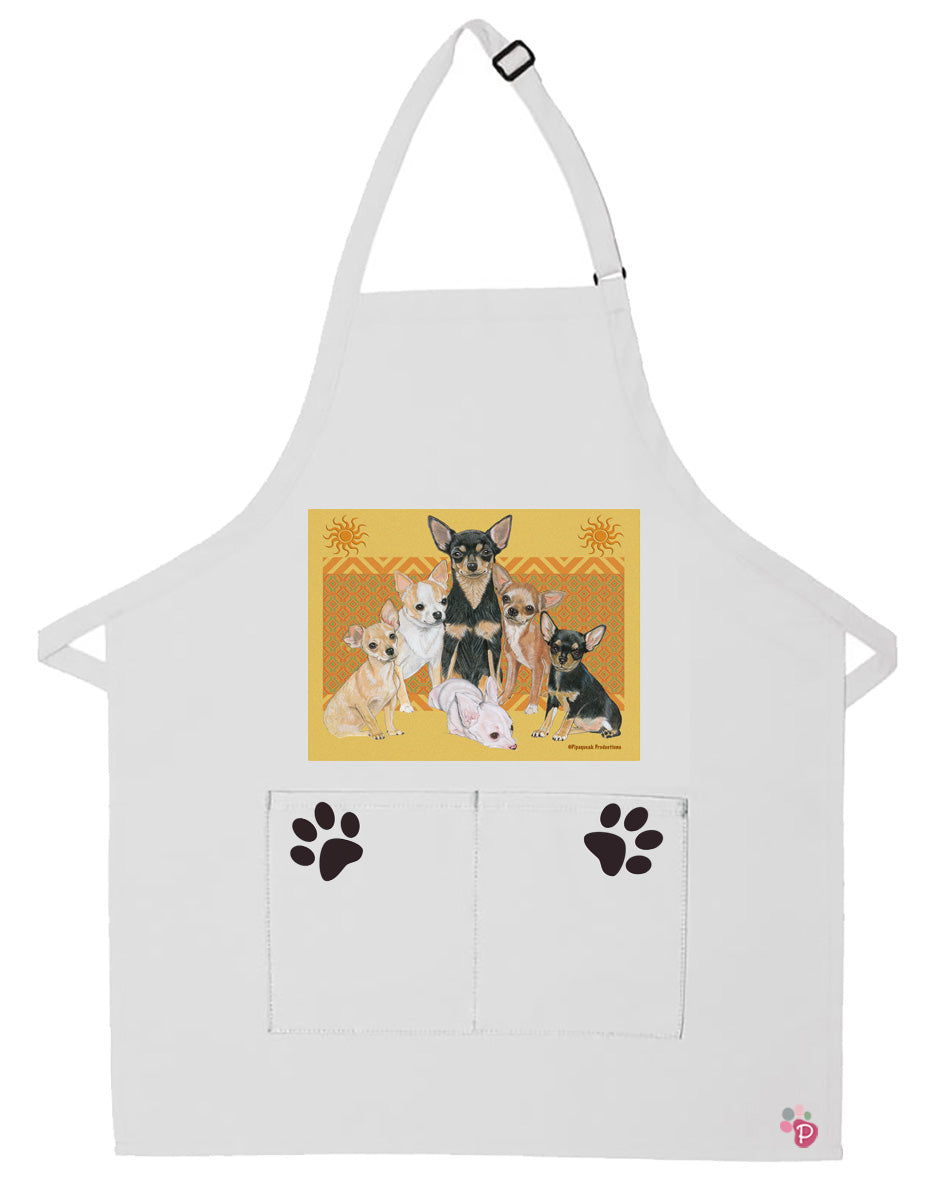 Chihuahua Dog Apron Two Pocket Bib Apron with Adj Neck - Pipsqueakproductions