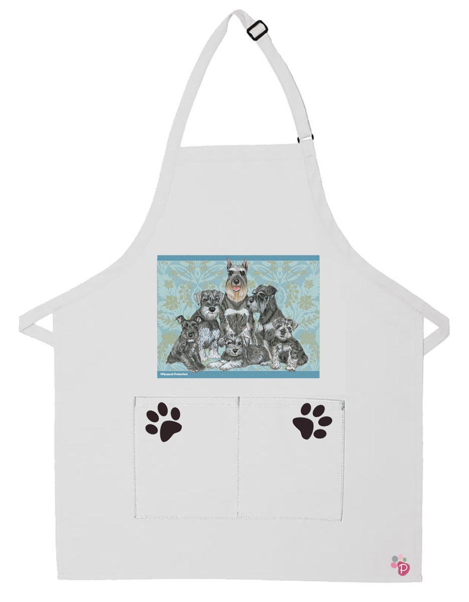Schnauzer Dog Apron Two Pocket Bib Apron with Adj Neck - Pipsqueakproductions