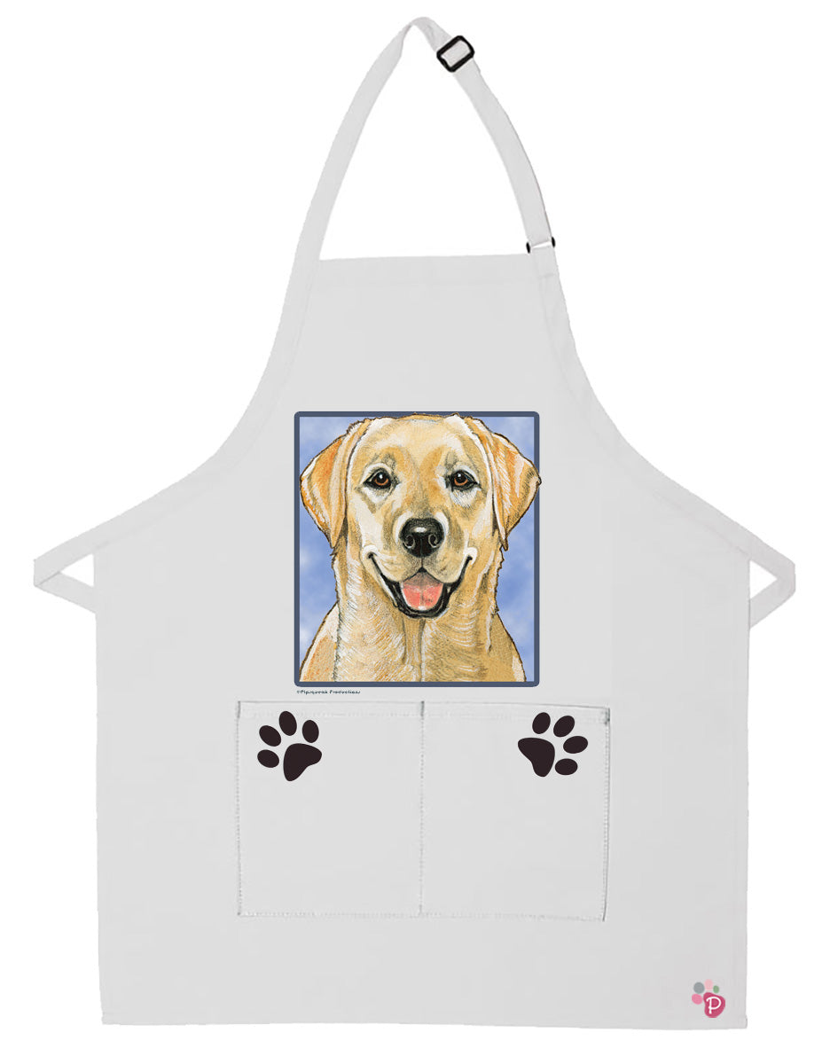 Labrador Retriever Yellow Lab Dog Apron Two Pocket Bib Apron with Adj Neck - Pipsqueakproductions