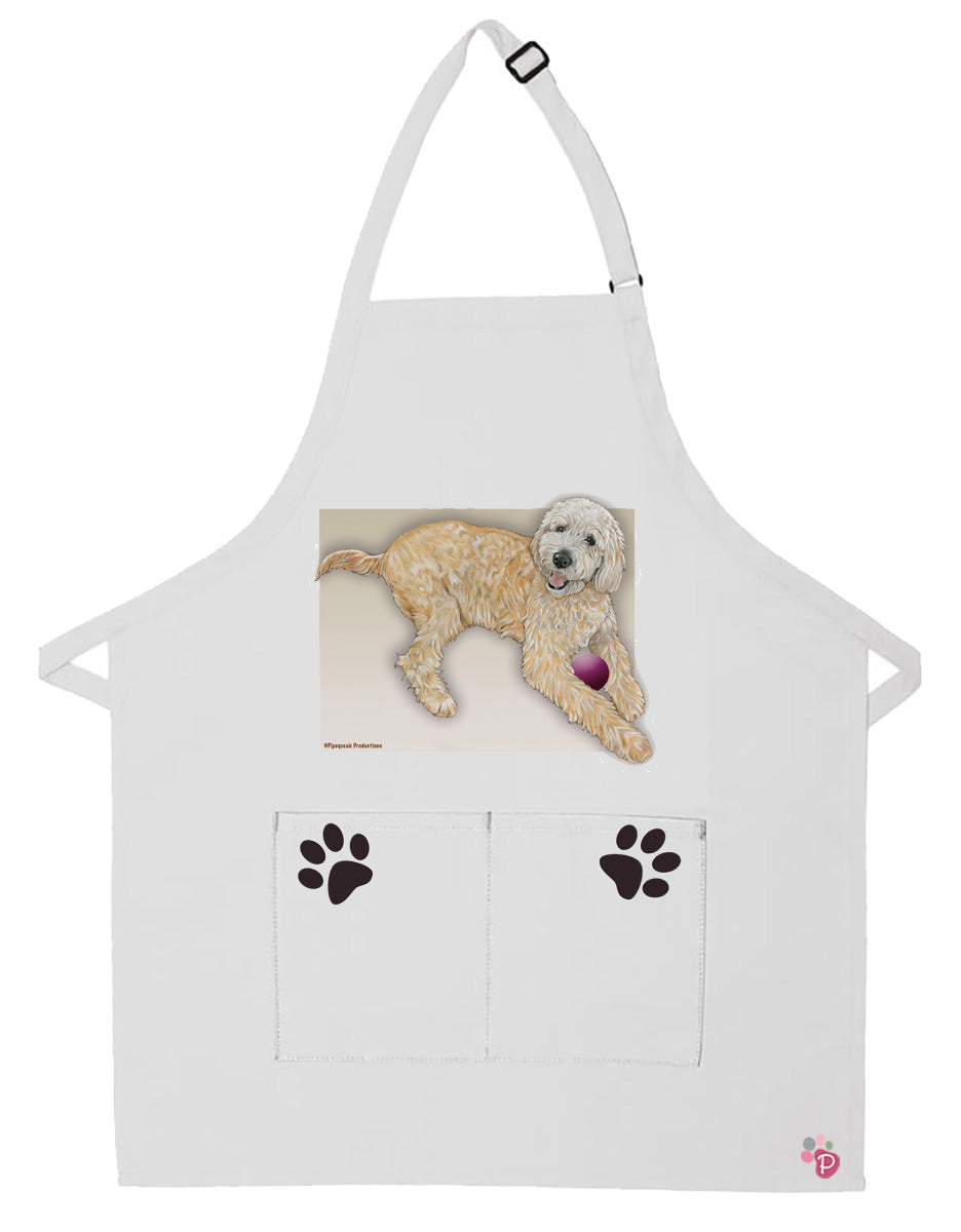 Doodle Dog Apron Two Pocket Bib Apron with Adj Neck - Pipsqueakproductions