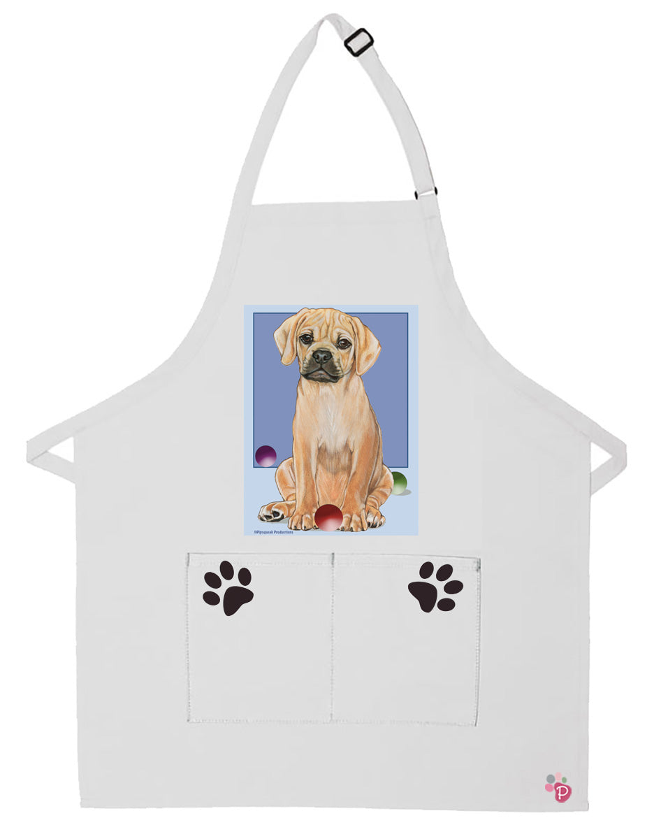 Puggle Dog Apron Two Pocket Bib Apron with Adj Neck - Pipsqueakproductions